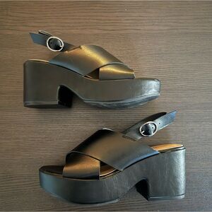 Seychelles Cassie Crisscross Strap Black Platform Sandal